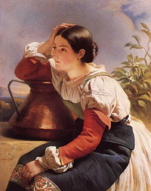 Franz Xaver Winterhalter Young Italian Girl by the Well oil painting picture
